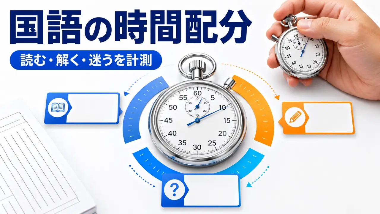 ストップウォッチで国語の読む・解く・迷う時間を計測するアイキャッチ